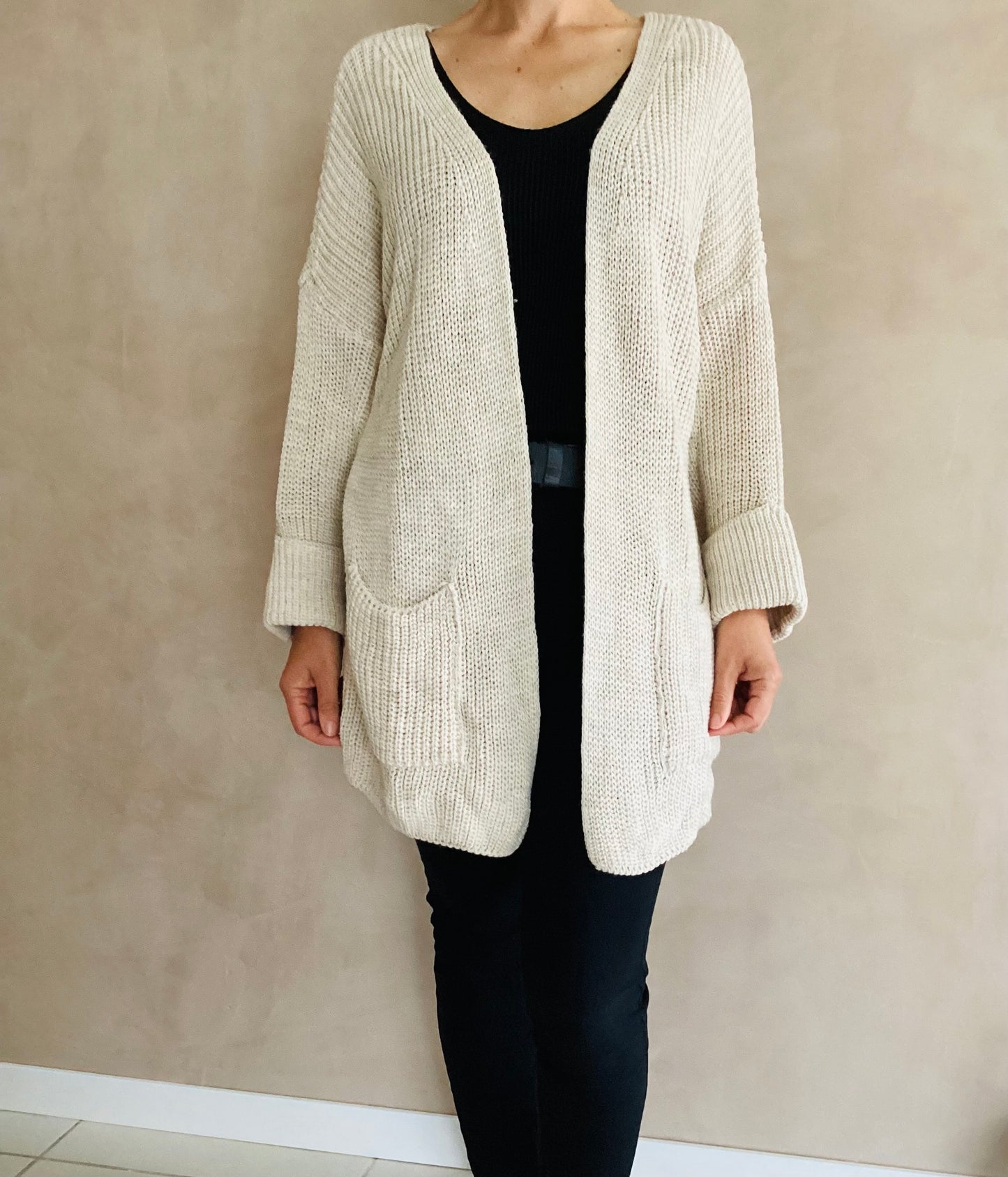 Gilet mi long beige