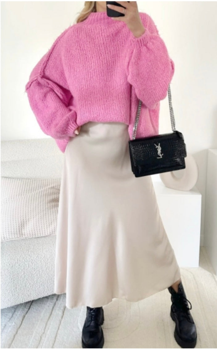 Pull en laine oversize rose