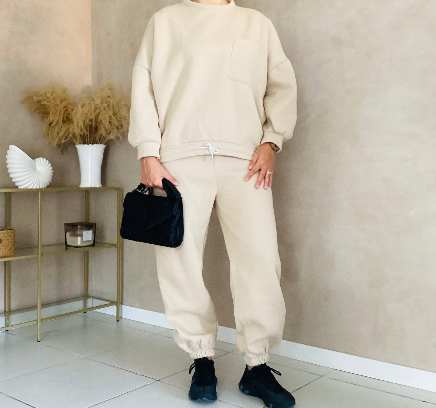 Ensemble sweat et jogging crème