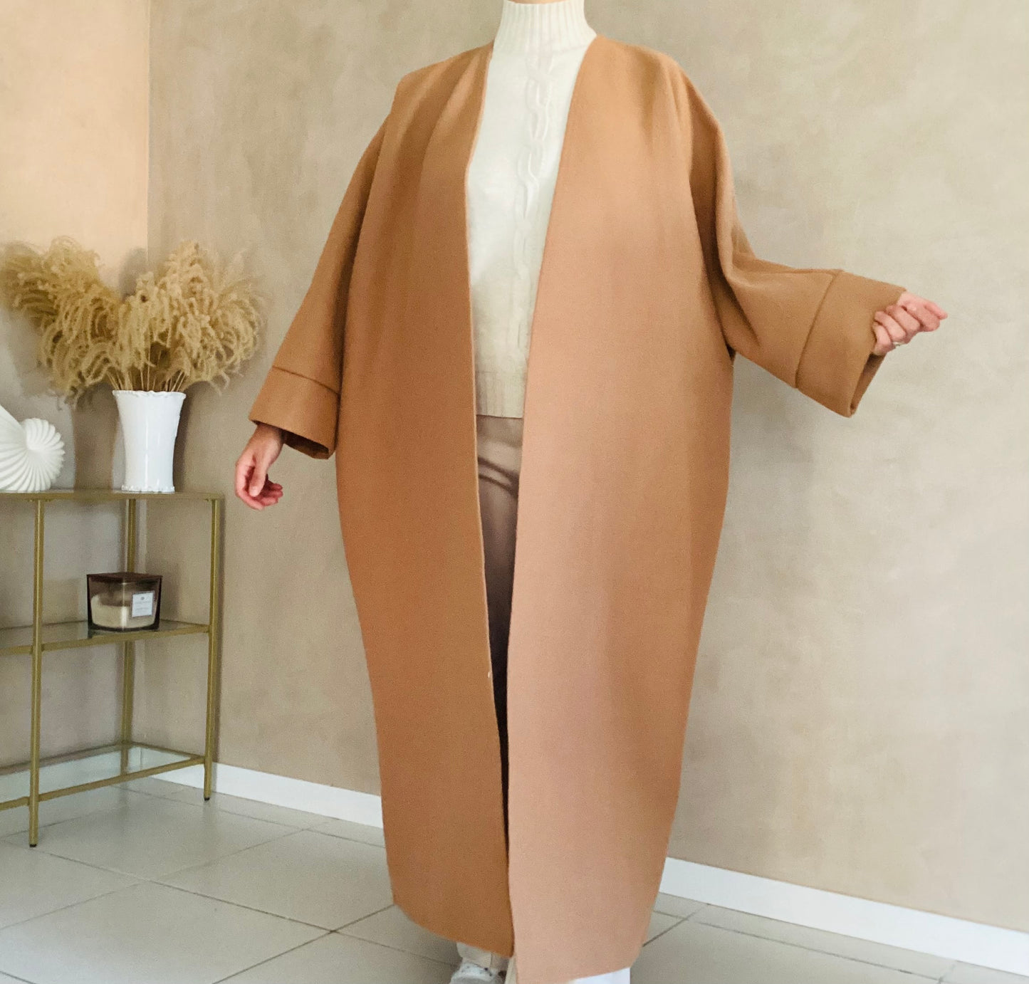 Manteau papillon oversize camel