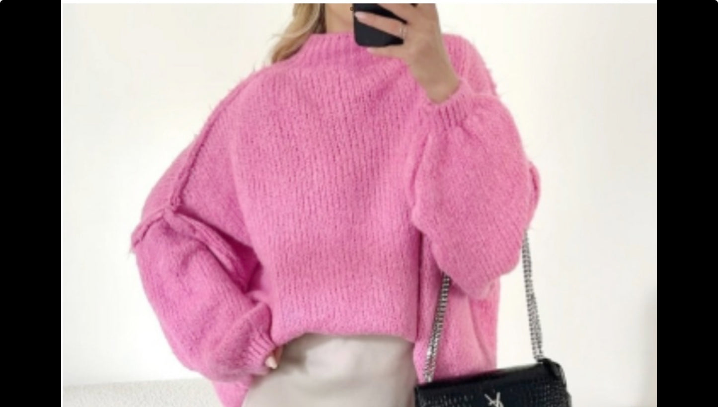 Pull en laine oversize rose