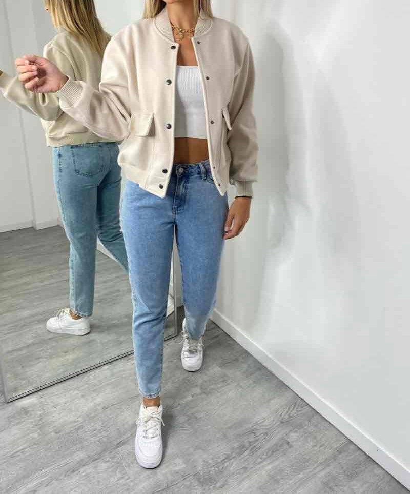 Blouson bomber beige