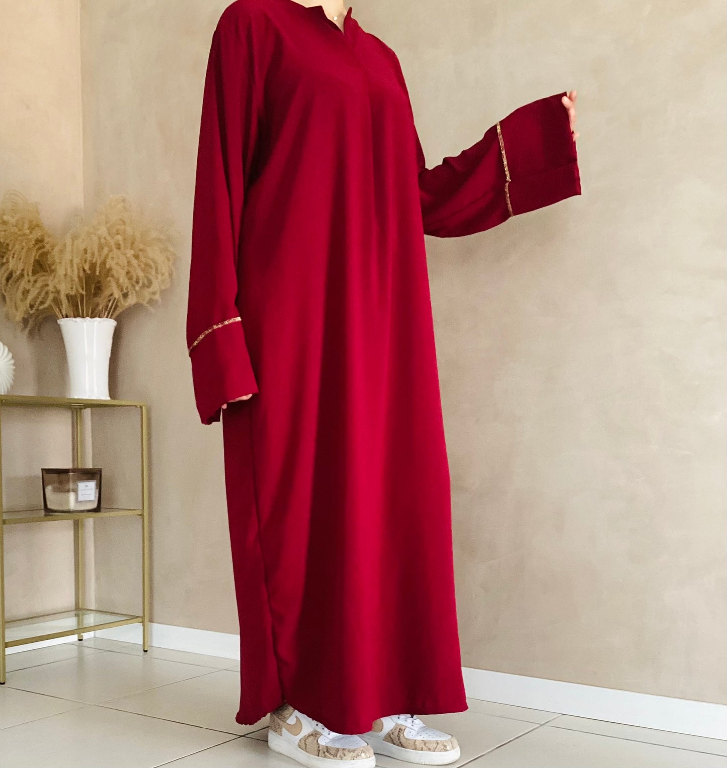 Robe Abaya soie de Medine bordeaux