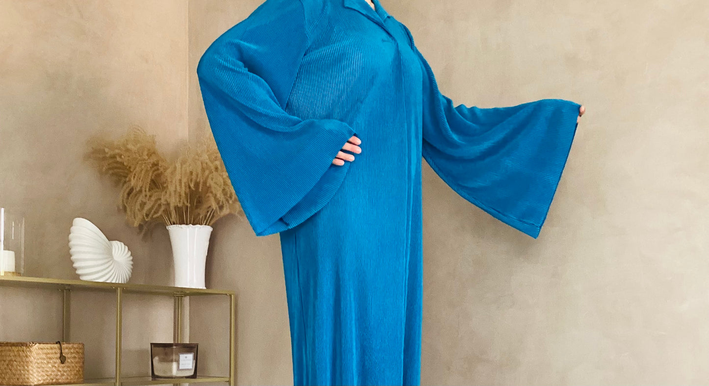 Robe Abaya plissée bleu