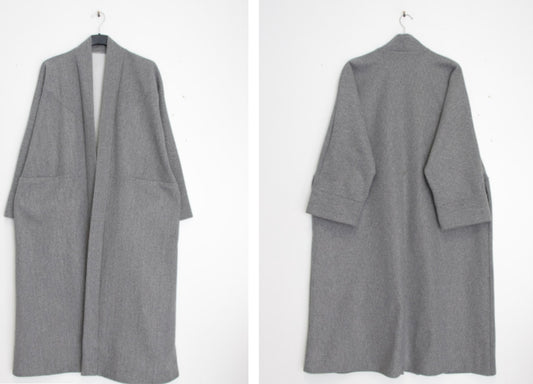 Manteau kimono avec poches gris